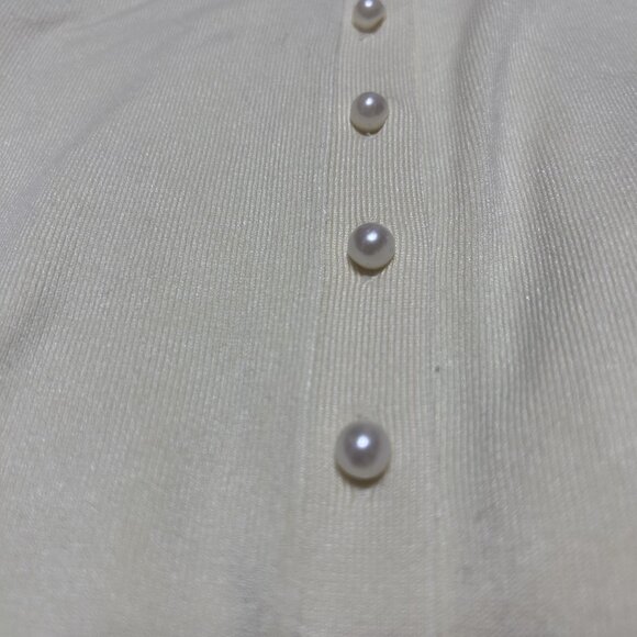 Zara Pearl Button Cardigan in Butter Yellow - Picture 2 of 6